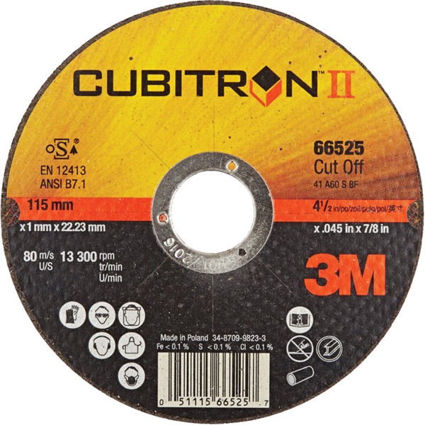 3M&trade; Cubitron&trade; 3 Disco de corte, 86616 D115&nbsp;mm&nbsp;x&nbsp;1&nbsp;mm&nbsp;x&nbsp;22,23&nbsp;mm (25 U)