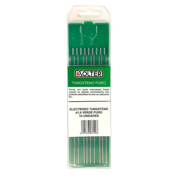 eTUNGSTENO PURO Verde 1.6 mm. 10 u.